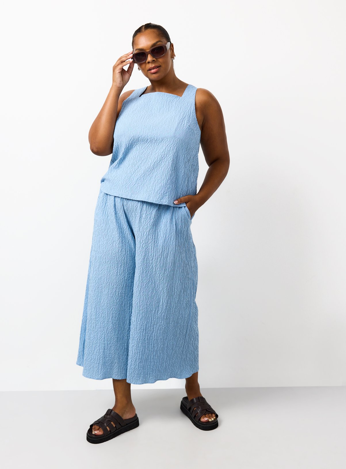 Blue Stripe Print Square Neckline Co-ord Shell Top 14 - Image 3 thumbnail